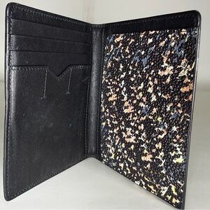 Leather Elegant Black and Multicolor Women's Passport Holder